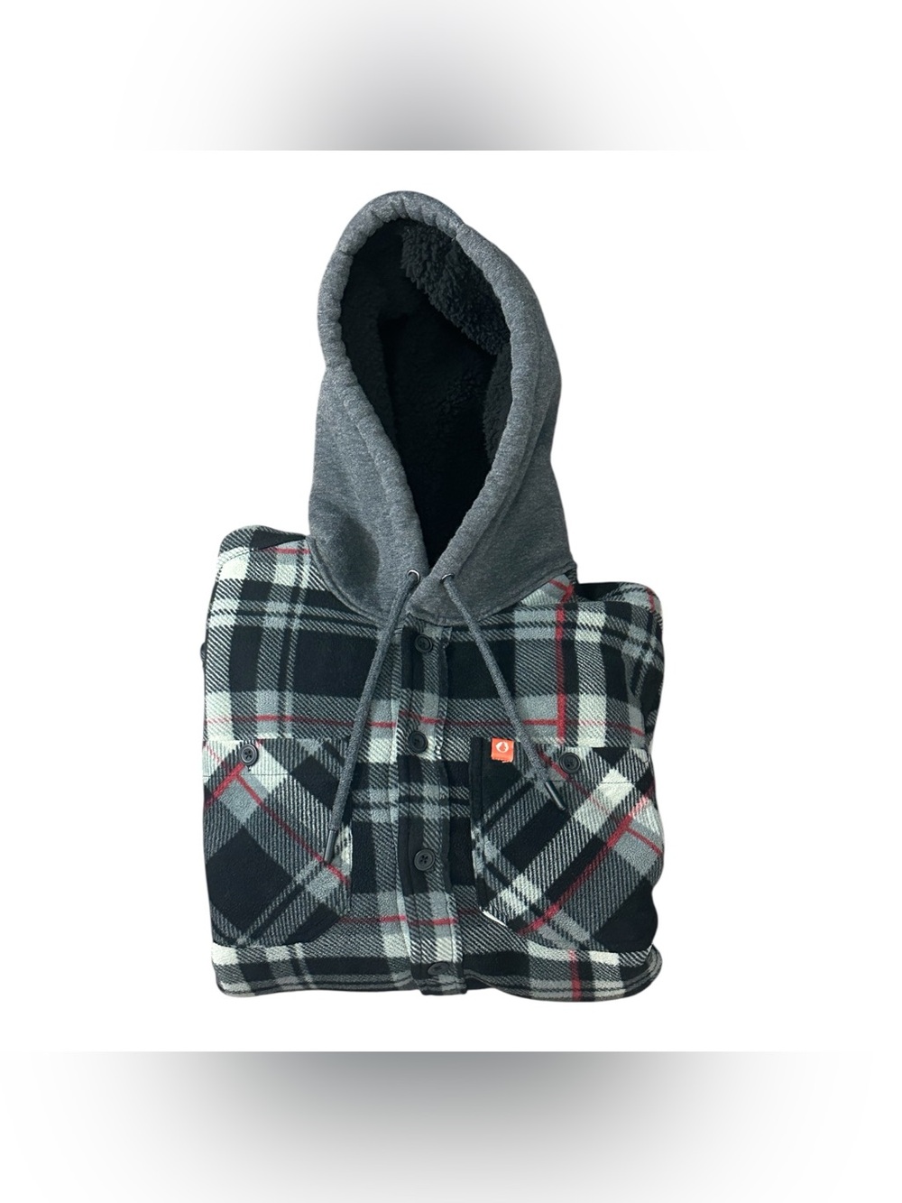 The American Outdoorsman Hooded Flannel Shirt Jacket Sherpa Lined Men’s Small